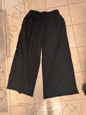 Black Wide Leg Elastic Waist Pants